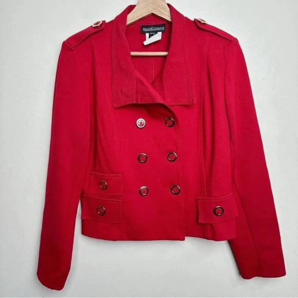 Frank Lyman  Womens Size 6 Double Button Red Cropped Blazer - Picture 3 of 15